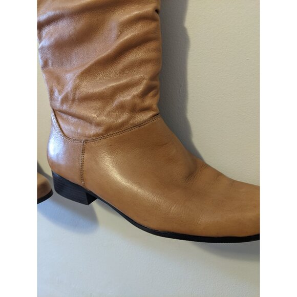 Liz & Co. Vintage Y2K Brown Leather Slouch Mid-Calf Boots Low Heel Western 9.5 - Picture 5 of 14